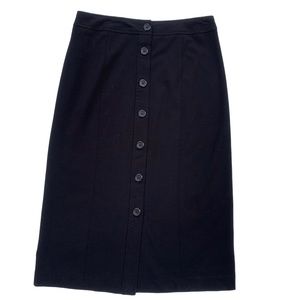 Kim Rogers Button Front Long Black Skirt 10P